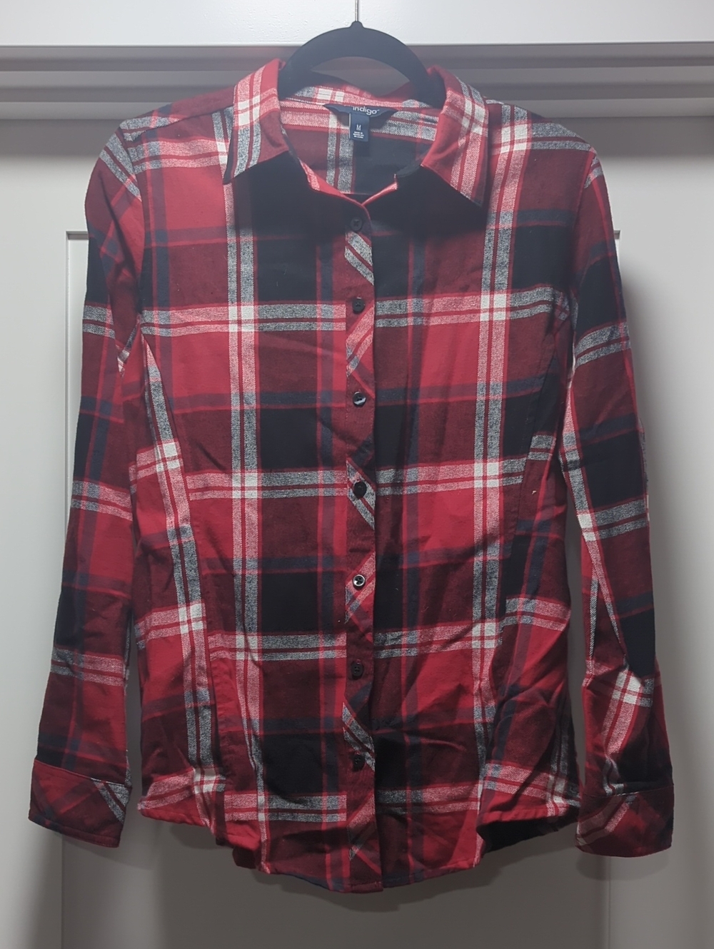 Indigo Red and Black Plaid Button-Down Shirt